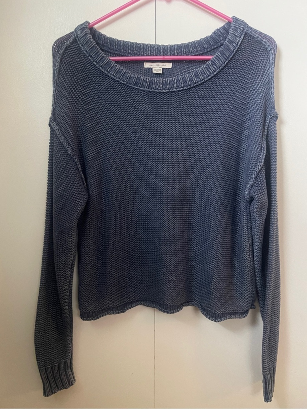 Madewell Slate Blue Scoopneck Cotton-Knit Sweater